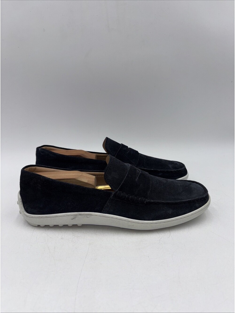 Tod's Men's Navy Blue Suede Mocassino Guscio Loafer Shoe Size 7.5 UK